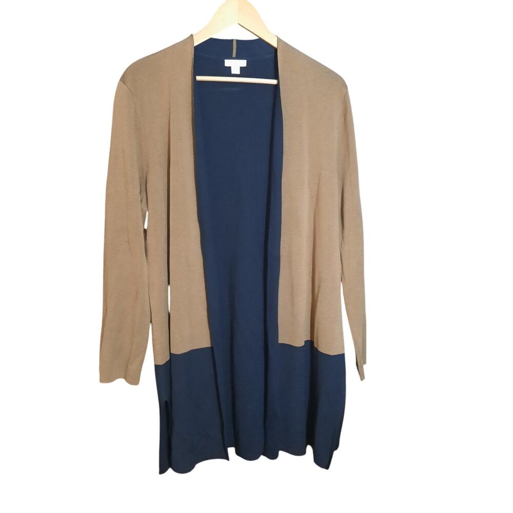J. Jill Womens Brown and Black Colorblock Open Front Cardigan Size Small